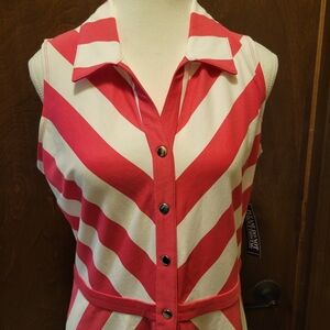 New York & Company Pink & White Striped Dress NWT